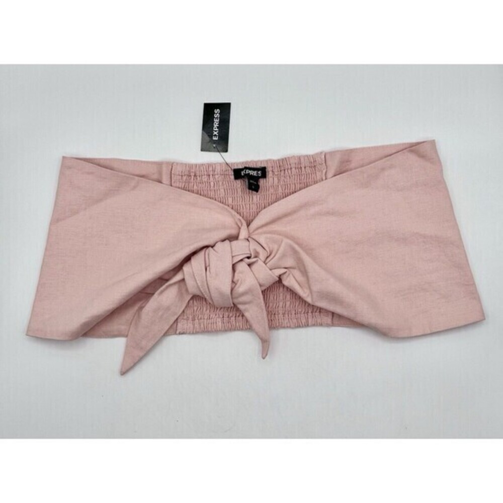 Express Women's Halter Top Blouse Size Large Pink Linen Blend Summer Beach NEW